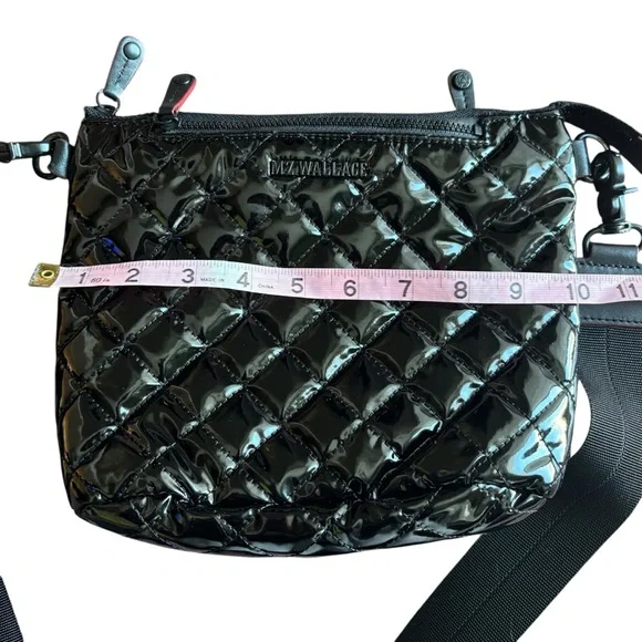 MZ Wallace Small Metro Scout Black Patent Quilted Crossbody Bag - Picture 6 of 11